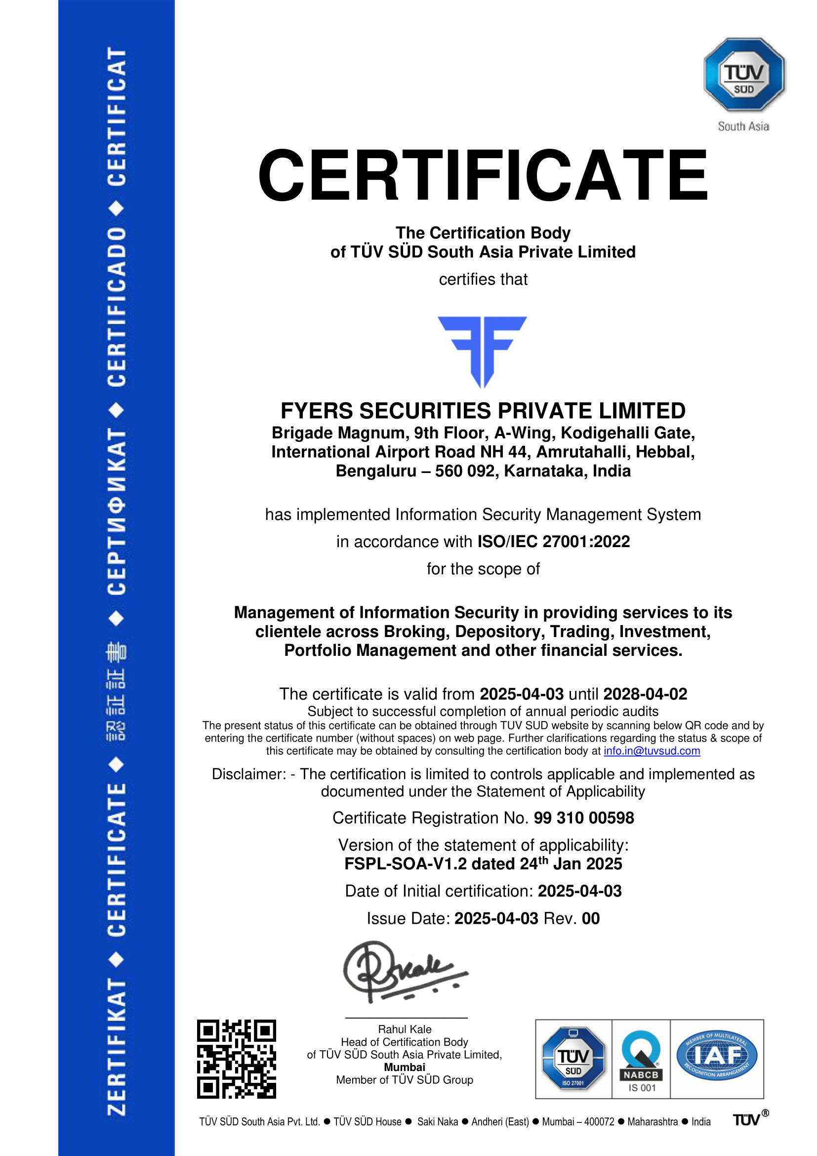 ISO Certificate